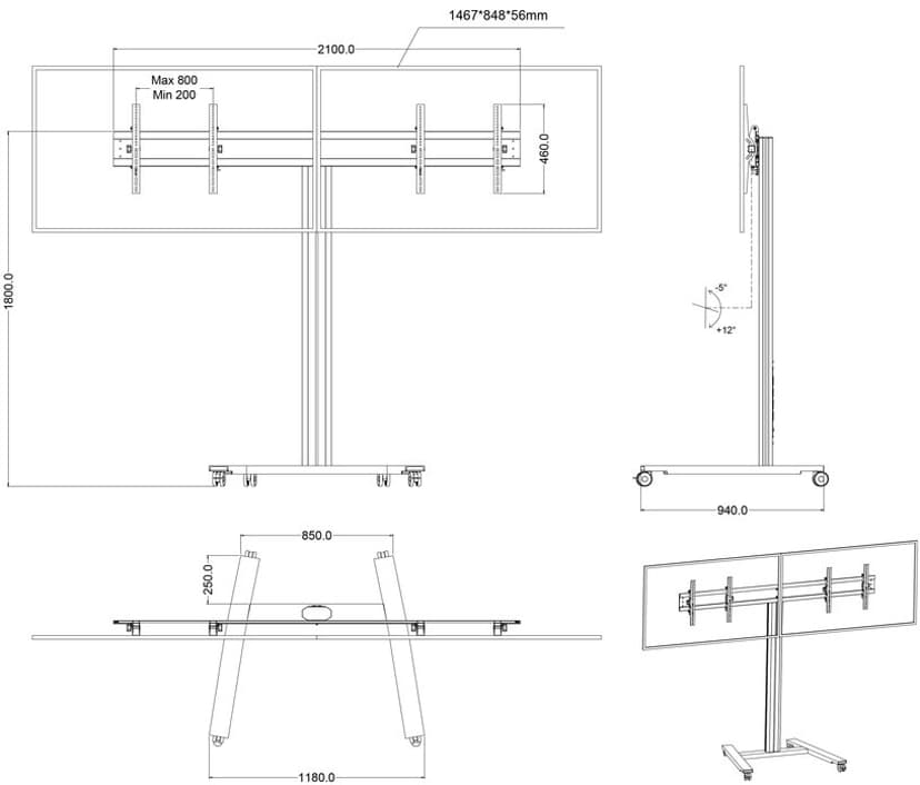 Multibrackets Public Display Stand 180 HD Dual