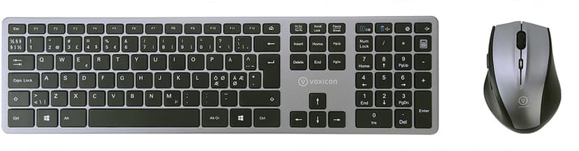 Voxicon 280 Slim Metal Wireless Nordisk Tastatur- og mussett