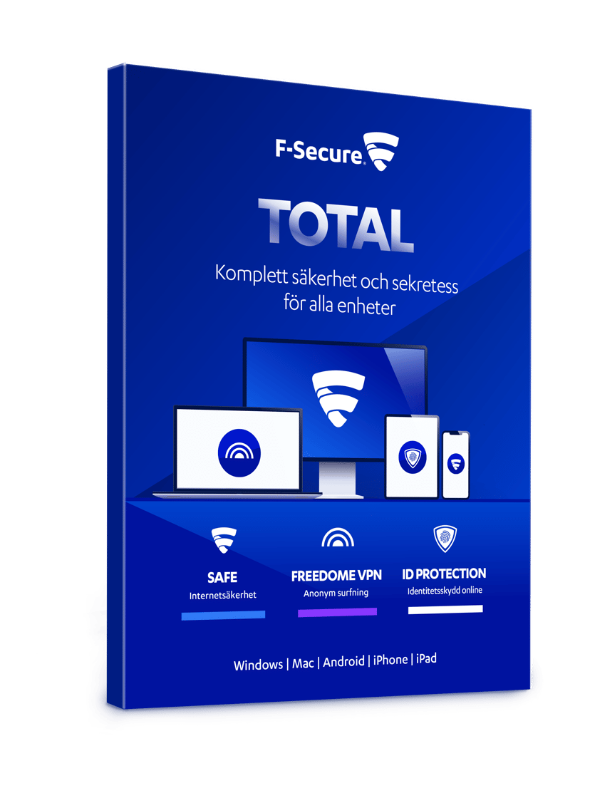 F-Secure Total Security & VPN 1-Year 3-Devices Box 12kuukausi/kuukautta