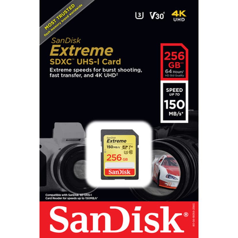 SanDisk Extreme 256GB SDXC UHS-I minneskort