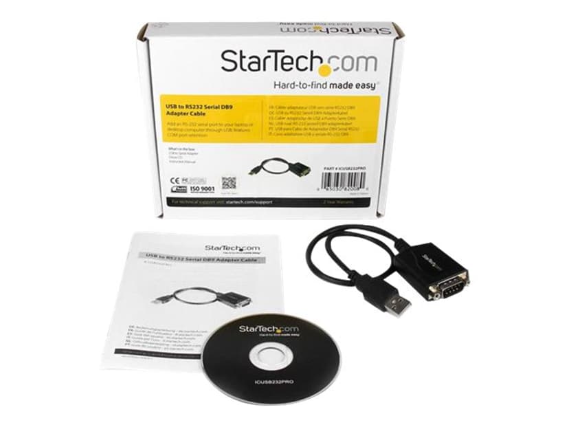 Startech 1 ft USB to RS232 Serial DB9 Adapter Cable with COM Retention Musta