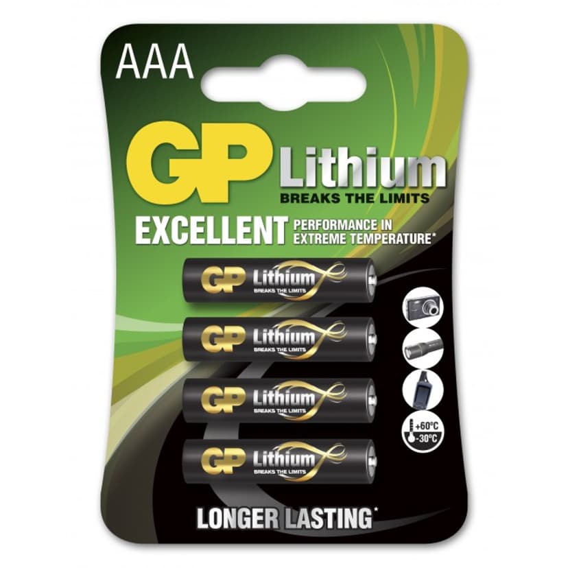 GP Litiumparisto AAA/LR03 4-Pakkaus