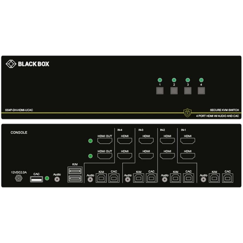 Black Box Secure 4-Port KVM Switch NIAP 3.0 HDMI