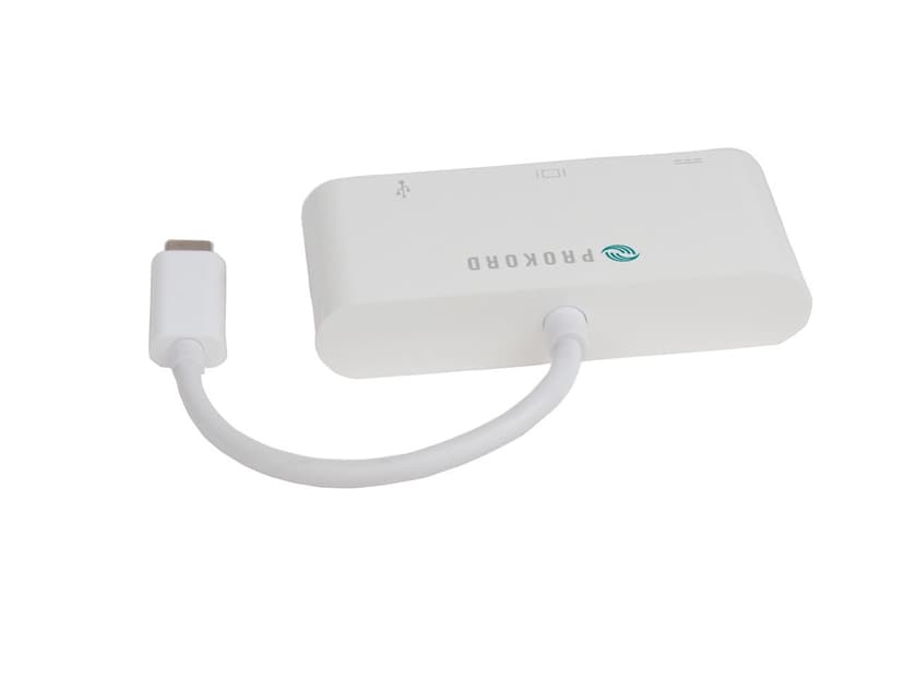 Prokord USB-C To VGA+Type-C+USB 3.0 Adapter - White USB-C Hane USB, USB-C, VGA Hona Vit