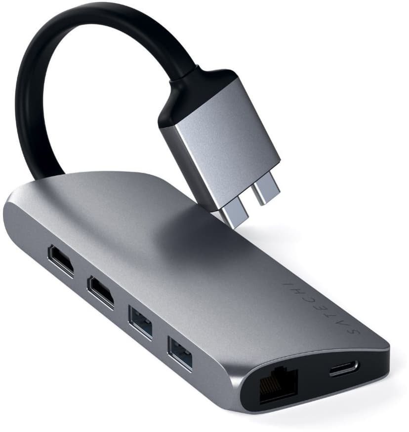 Satechi USB-C Multimedia Adapter Dual 4K - Space Grey USB-C Mini-dockningsenhet