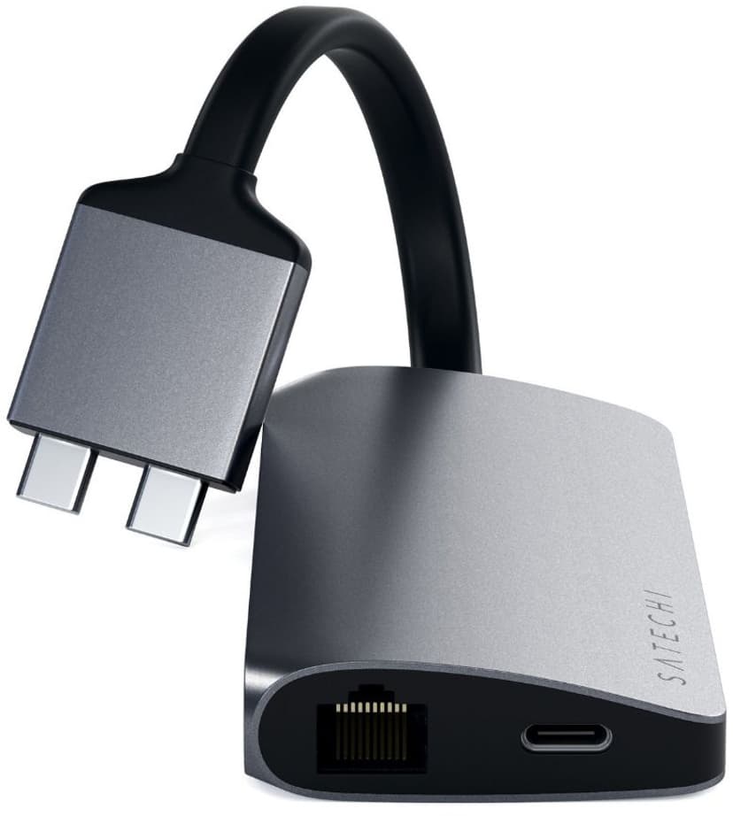 Satechi USB-C Multimedia Adapter Dual 4K - Space Grey USB-C Minitelakointiasema