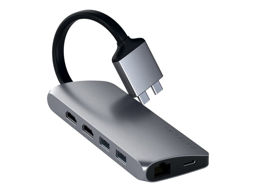 Satechi USB-C Multimedia Adapter Dual 4K - Space Grey USB-C Minitelakointiasema