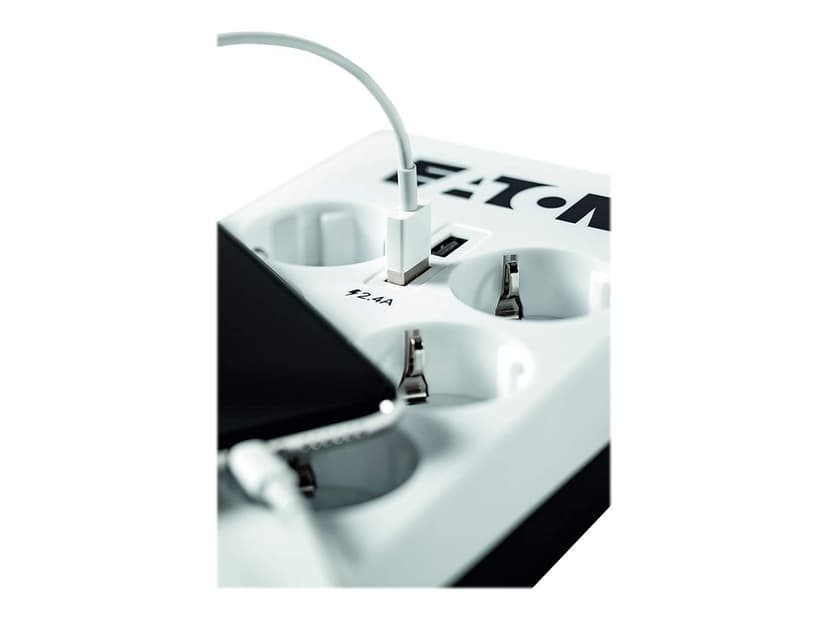 Eaton Protection Box 6 pistoketta + 2 USB+ 1 Tele 10A Ulkoinen 6kpl Valkoinen