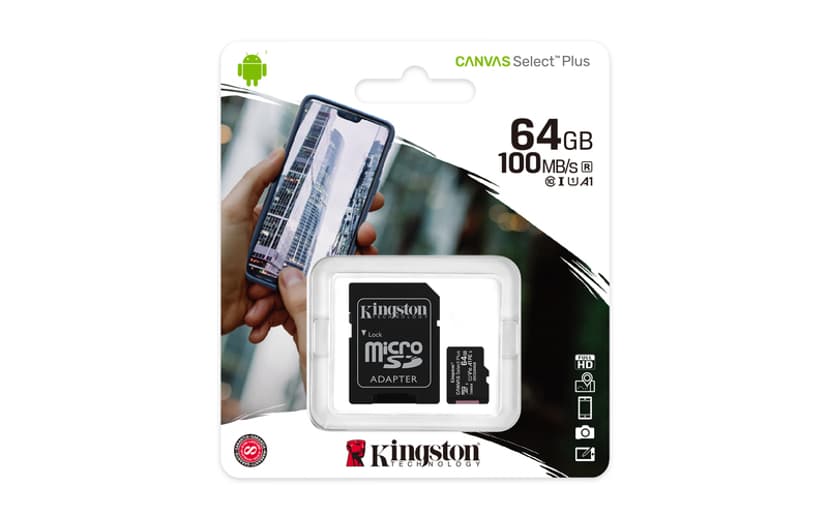 Kingston Canvas Select Plus 64GB microSDXC UHS-I -muistikortti