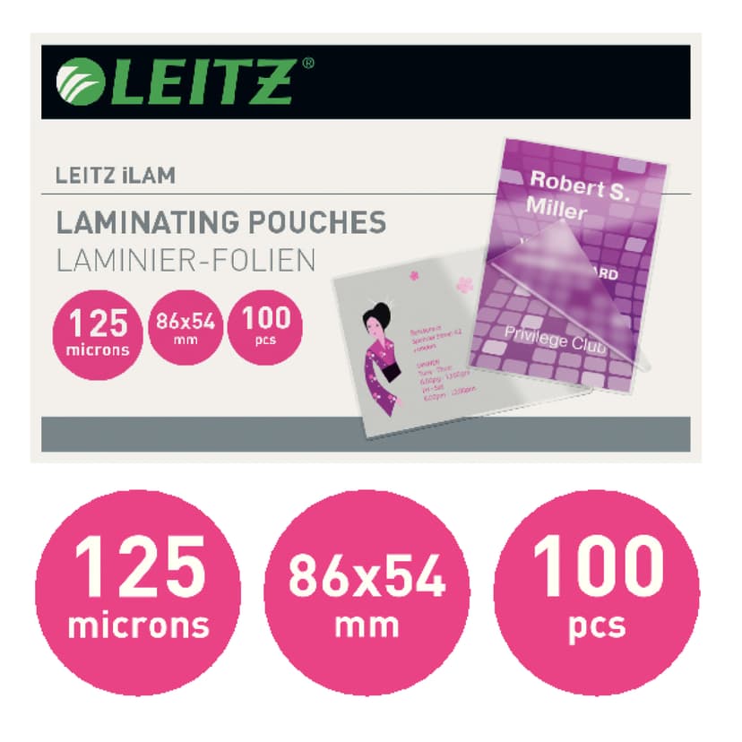 Leitz Lamineringsficka Kreditkort 125mic 54x86 100st