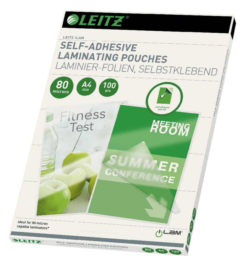 Leitz Lamineringsficka Självhäftande 80mic A4 100st