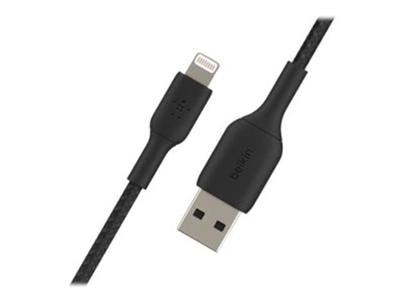 Belkin Lightning To USB-A Cable Braided 0.15m Musta