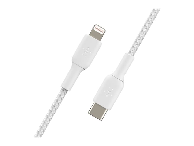 Belkin Lightning Till USB-C Kabel Flätad 2m Vit