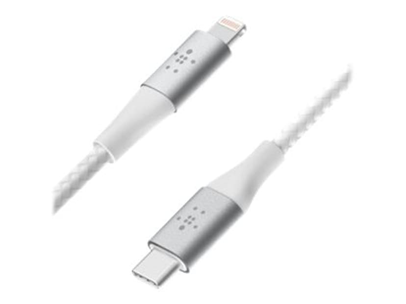Belkin Lightning Till USB-C Kabel Flätad 2m Vit