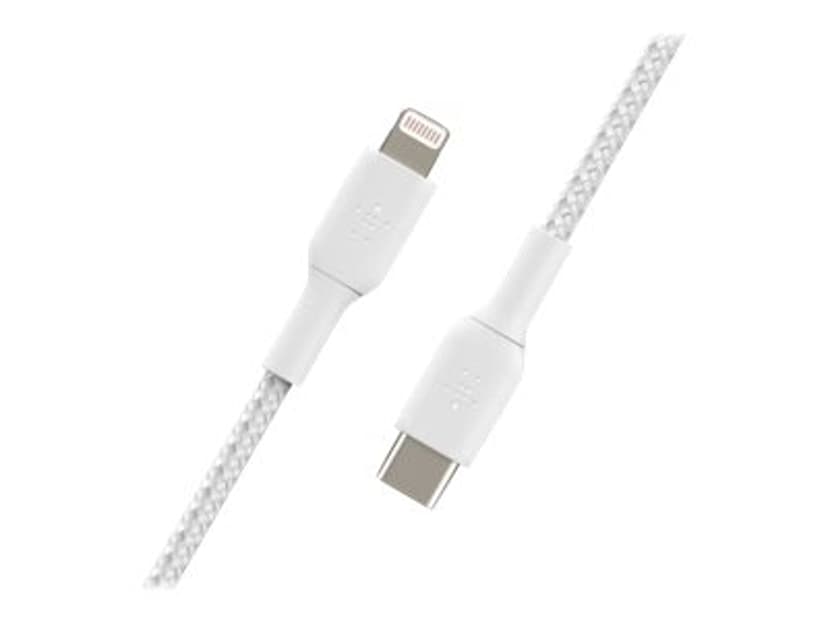 Belkin Lightning To USB-C Cable Braided 1m Valkoinen