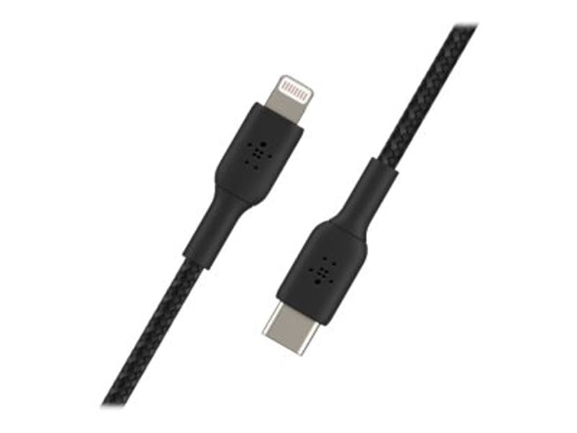 Belkin Lightning Till USB-C Kabel Flätad 2m Svart