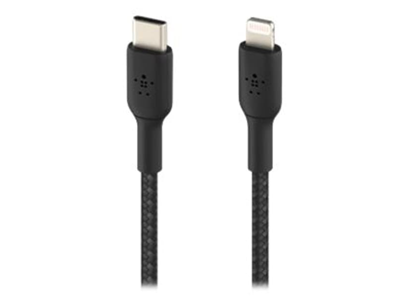 Belkin Lightning Till USB-C Kabel Flätad 2m Svart