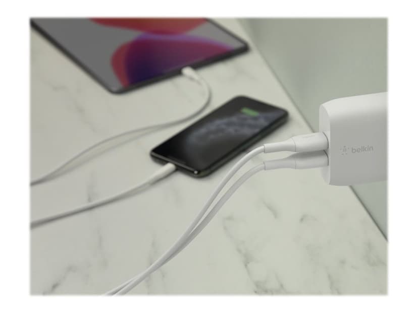 Belkin Dual Wall Charger 24w + USB-A To Lightning Cable 1m Vit