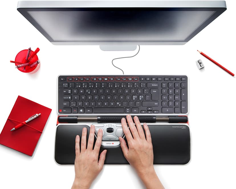 Contour Design RollerMouse Red Plus & Balance Keyboard Kabelanslutning USB Nordiska länderna Sats med tangentbord och rullmus