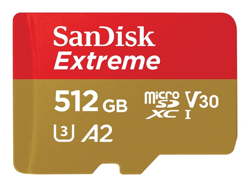 SanDisk Extreme Microsdxc 512GB A2 C10 V30 W/A 512GB mikroSDXC UHS-I minneskort