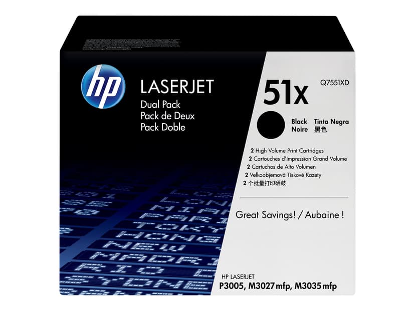 HP Värikasetti Musta 13K - Q7551XD 2-Pack