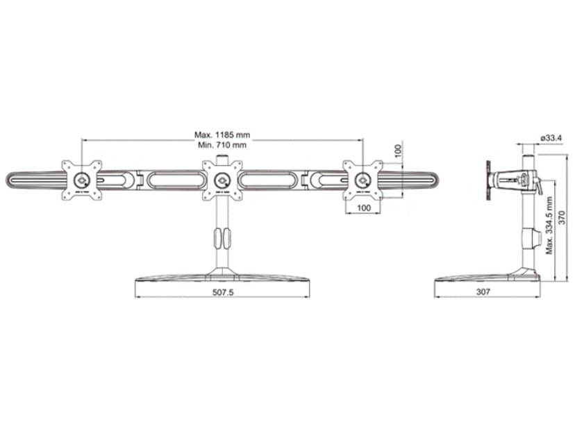 Multibrackets M VESA Desktopmount Triple Arm