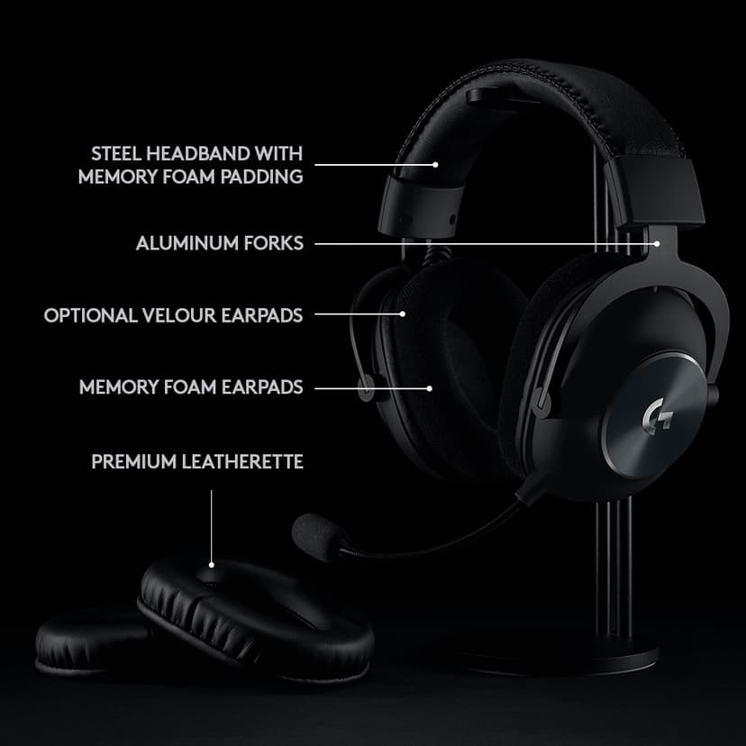 Logitech Pro X Wireless Gaming Headset Black Hodesett Stereo Svart