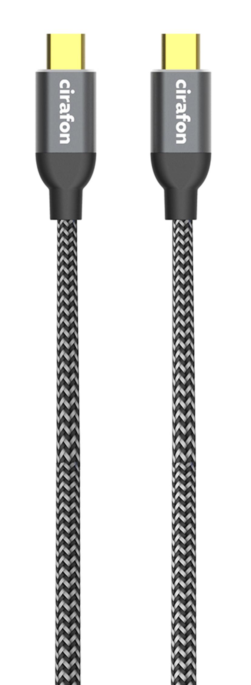 Cirafon USB 3.1 Type C-C Male-Male 1m Black (60W) 1.2m Svart