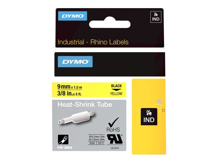 Dymo Tape RhinoPRO Kutisteputki 9mm Musta/Keltainen