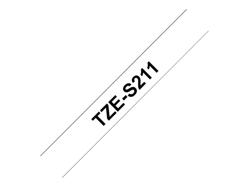 Brother Tape TZE-S211 6mm Svart/Hvit Extra Stark