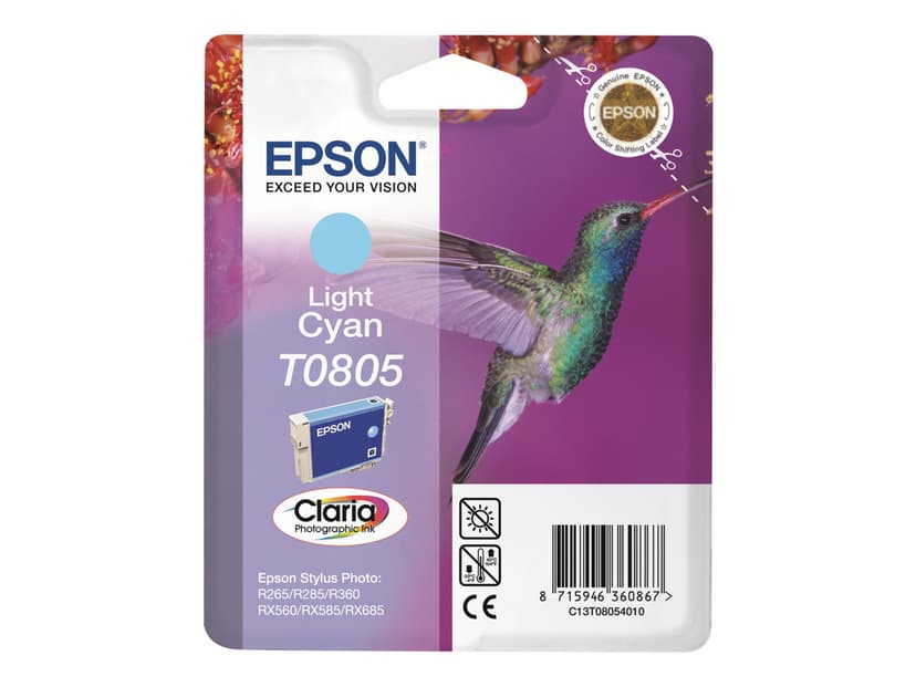 Epson Muste Kevyt Syaani T0805 - R265/360/RX560