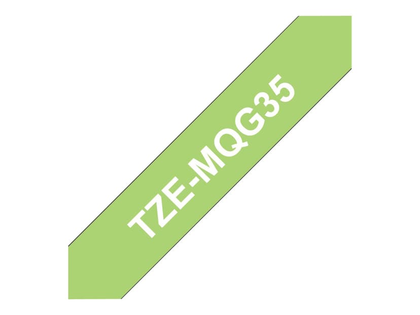 Brother Tape 12mm TZe-MQG35 Hvit/Lime Gr�nn