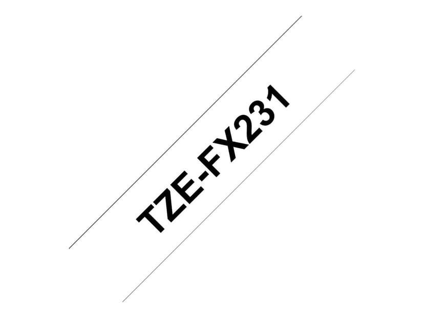 Brother Tape Sort ON Hvid 12mm - TZEFX231