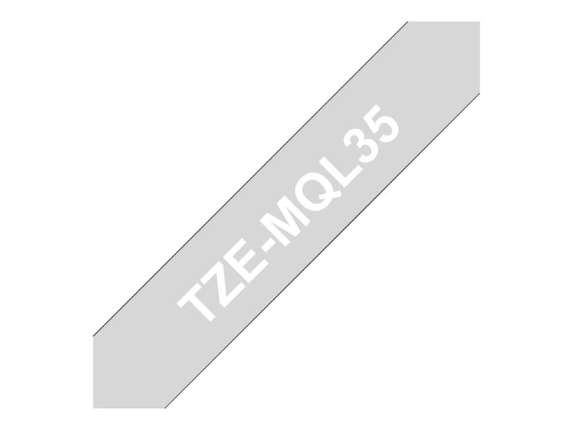 Brother Tape 12mm TZe-MQL Valkoinen/Vaalean Harmaa