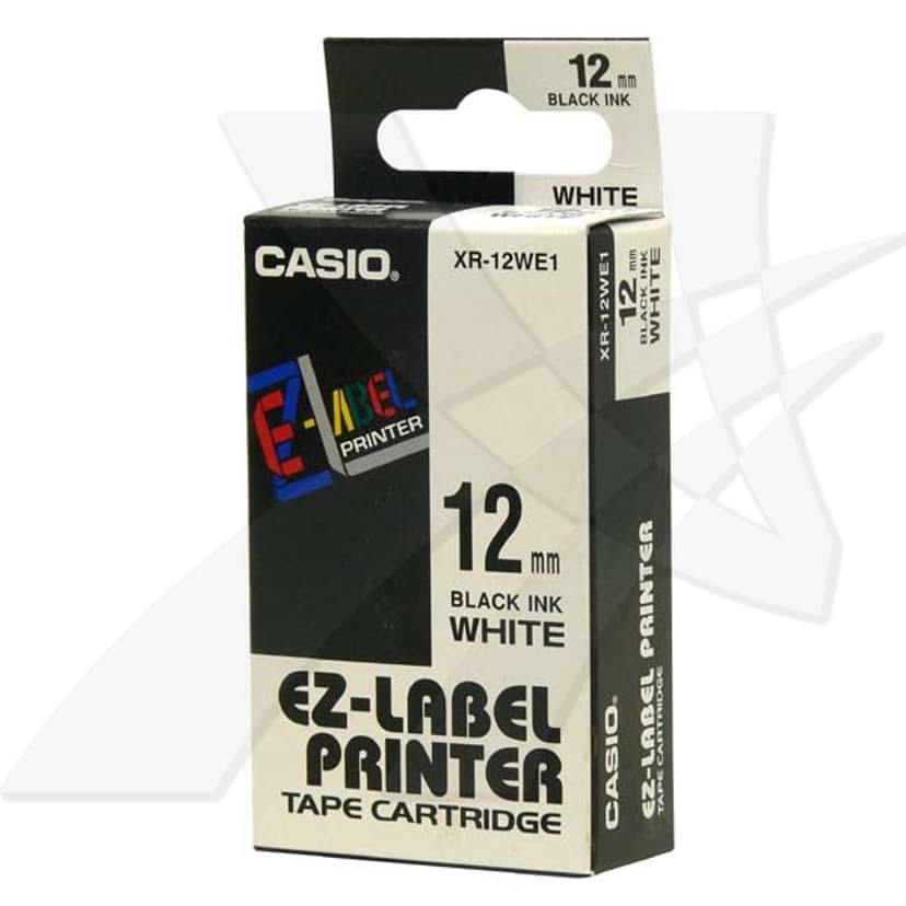 Casio Tape XR-12WES 12mm Svart/Hvit