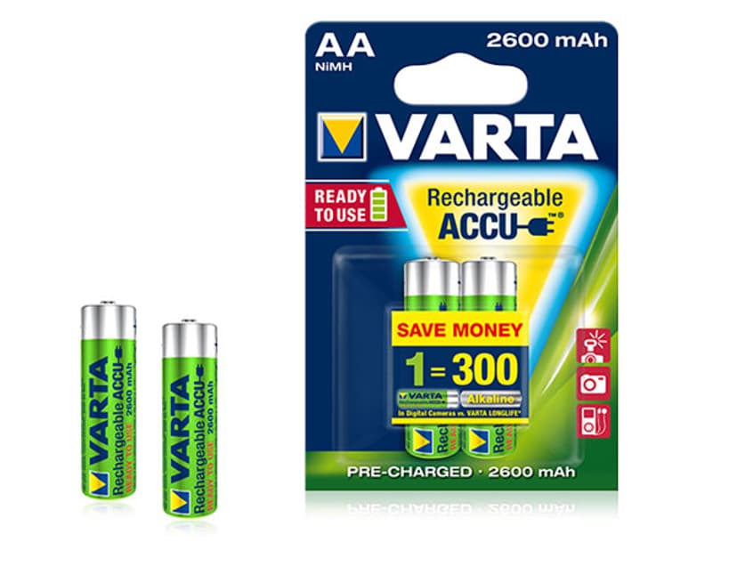 Varta Battery Rechargeable Ready-To-Use Ni-MH 2pcs AA 2600mAh