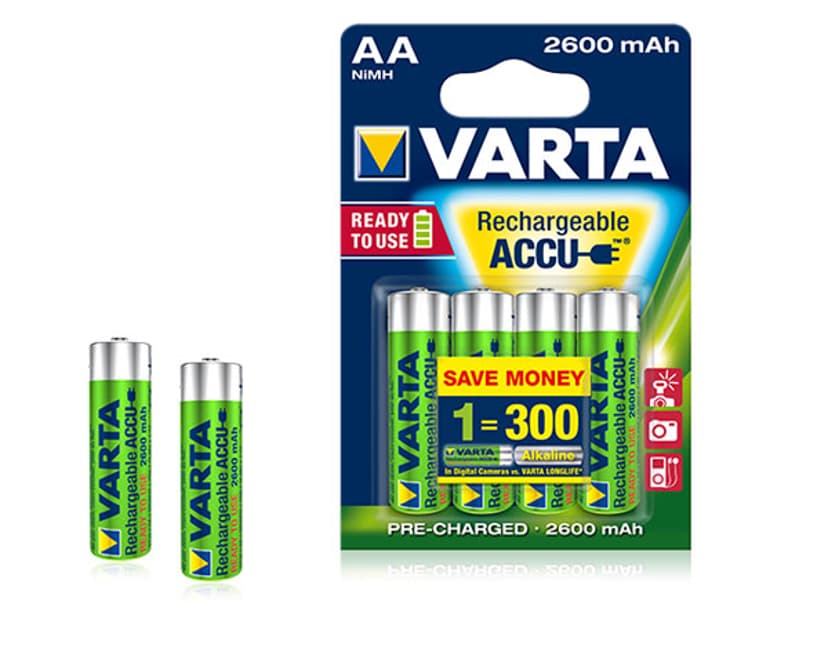 Varta Battery Rechargeable Ready-To-Use Ni-MH 4pcs AA 2600mAh