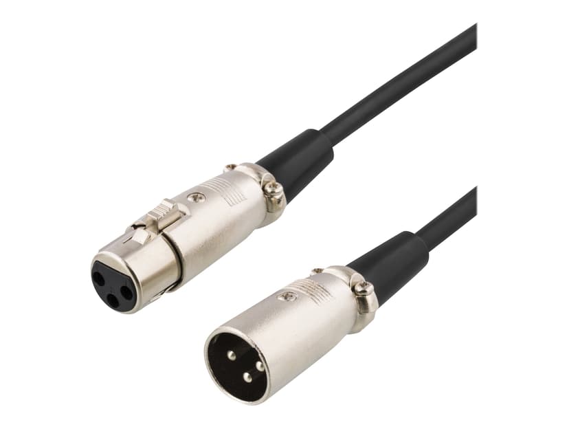 Deltaco Audiojatkojohto 3m 3 pin XLR Naaras 3 pin XLR Uros