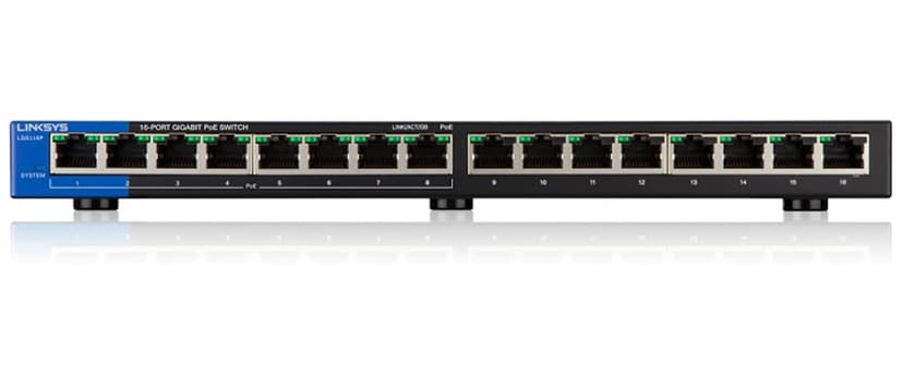 Linksys LGS116P 16-Port Business Desktop Gigabit PoE+ Switch