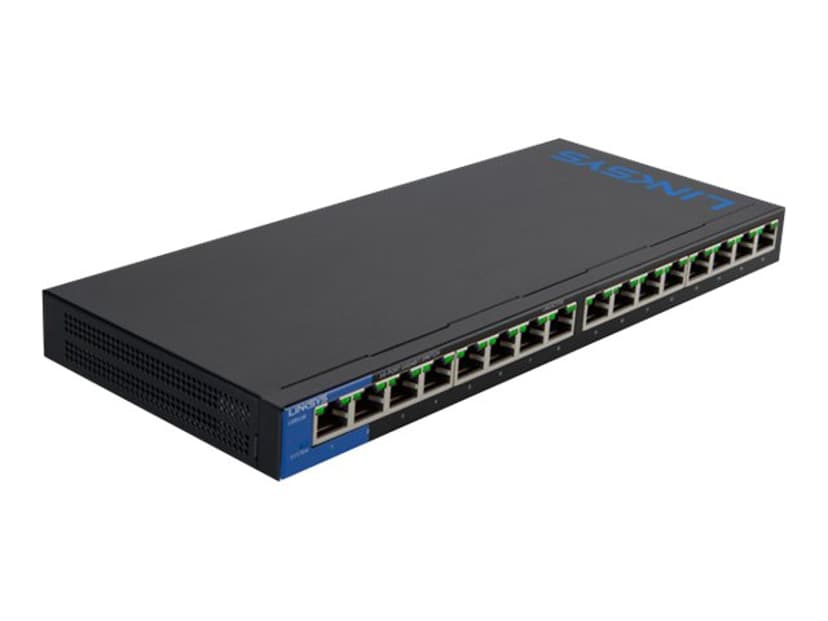 Linksys LGS116P 16-Portars företagsanpassad gigabitswitch i skrivbordsformat med PoE+