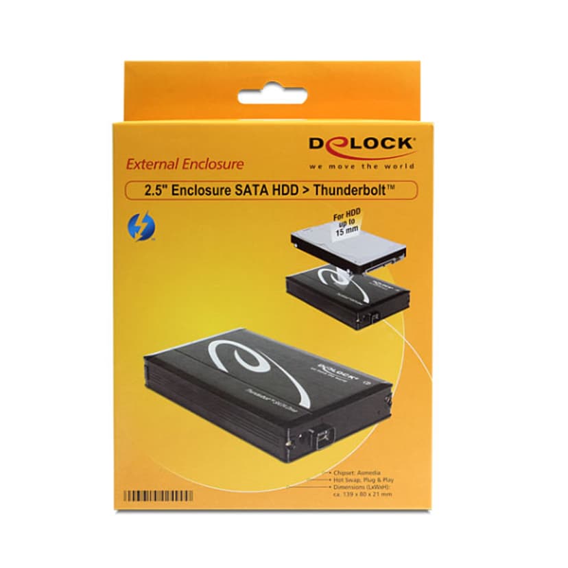 Delock 2.5? External Enclosure SATA HDD > Thunderbolt 2.5" Thunderbolt Musta