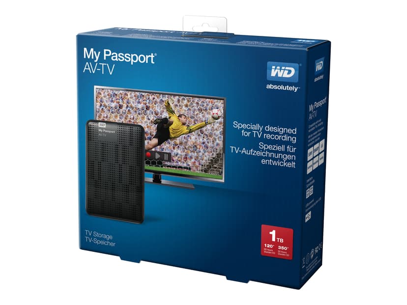 WD My Passport AV-TV WDBHDK0010BBK 1TB 1TB USB 3.0 Zwart