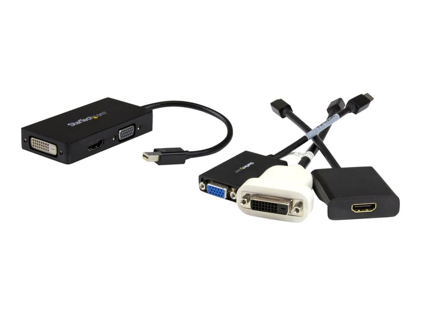 Startech Mini DisplayPort to VGA / DVI / HDMI Adapter videomuunnin 0.15m Mini DisplayPort DVI-D + VGA (D-Sub) + HDMI Musta