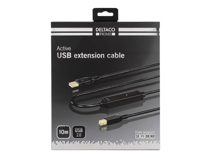 Deltaco USB-Ex10m 10m USB A USB B Musta
