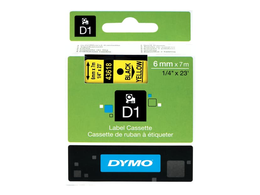 Dymo Tape D1 6mm Musta/Keltainen