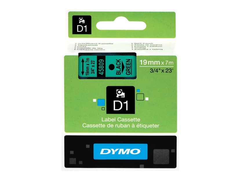 Dymo Tape D1 19mm Musta/Vihreä