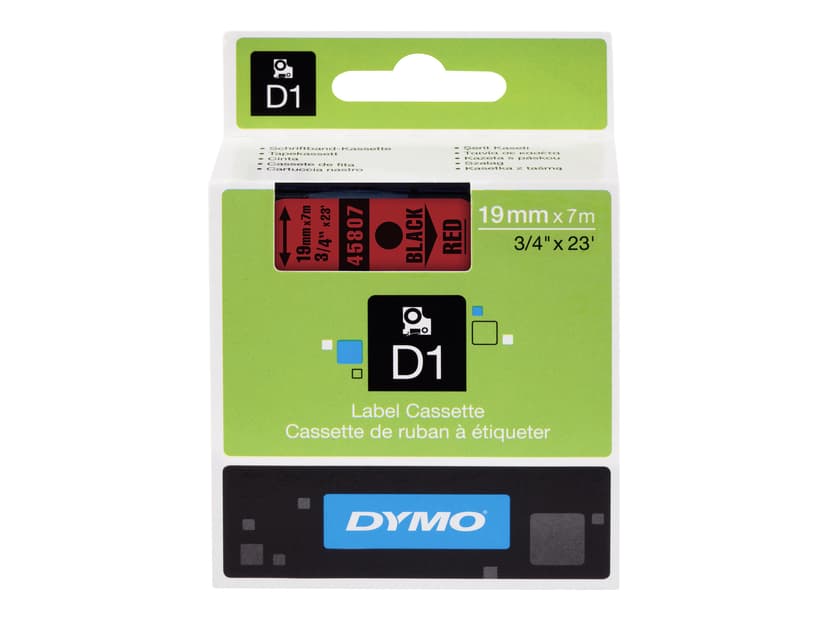 Dymo Tape D1 19mm Musta/Punainen