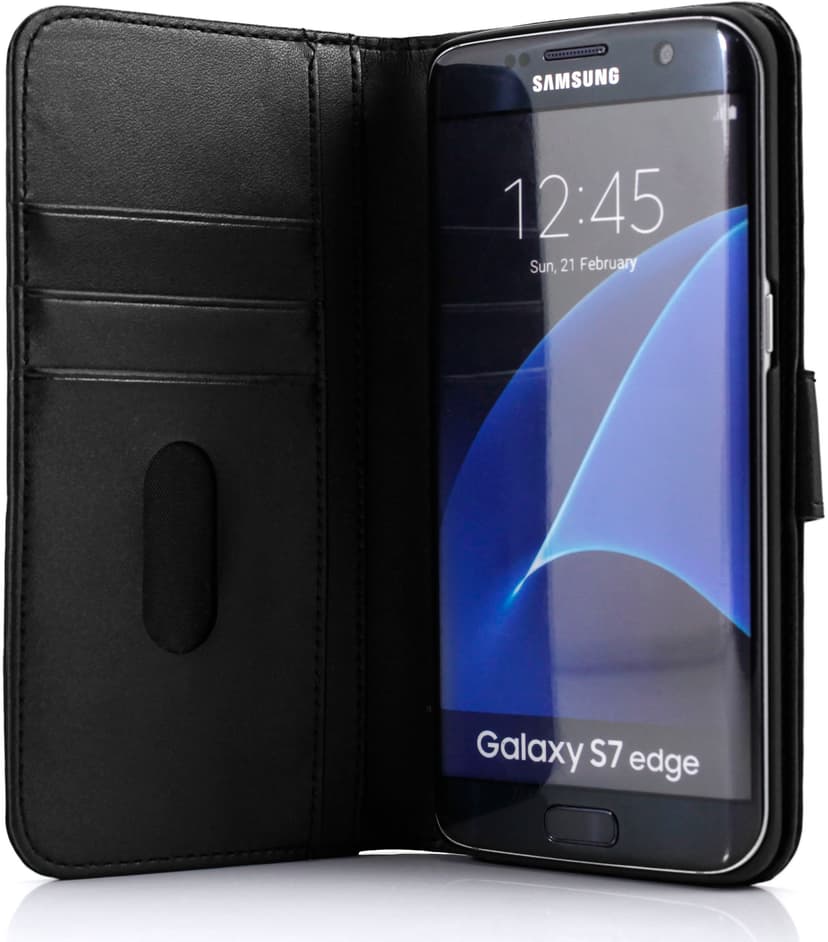 Cirafon Genuine Leather Wallet Samsung Galaxy S7 Edge Zwart leer