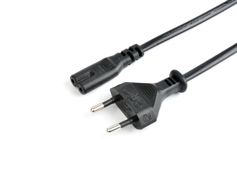 Prokord Prokord Cable Power 2-Pin - Straight 1m Black 1m Europlug (stroom CEE 7/16) Male Voeding IEC 60320 C7