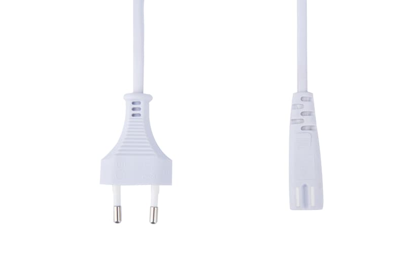 Prokord Cable Power 2-Pin - Straight 1m White 1m Europlug (stroom CEE 7/16) Male Voeding IEC 60320 C7